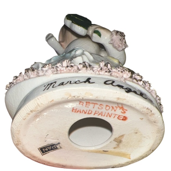 Vtg BETSON'S Japan Kitschy March  Angel Green Shamrock Hand Painted Figure - Picture 4 of 4